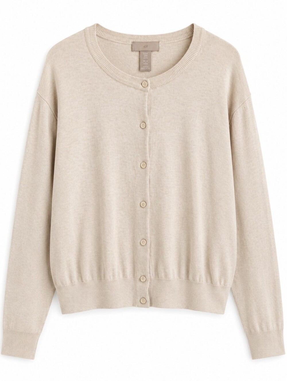 H&M Beige Button-Front Crewneck Cardigan Size XXL